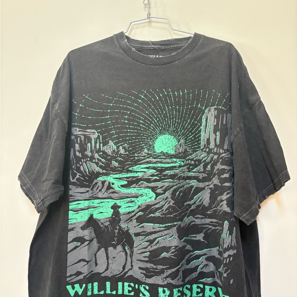 NWOT Urban Outfitters Willie's Reserve Cowboy Distressed Crew Neck Tee Size S/M - Picture 6 of 14